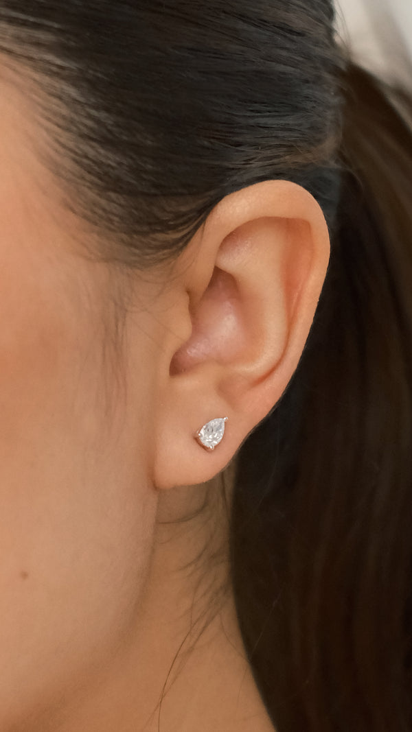 Pear Stud Earring Sterling Silver