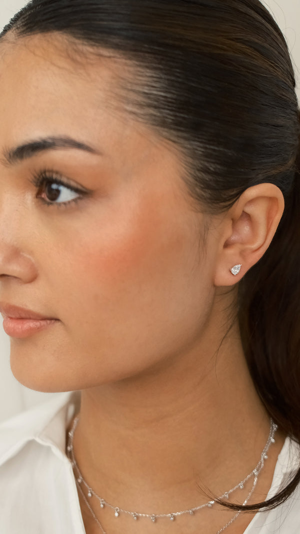Pear Stud Earring Sterling Silver