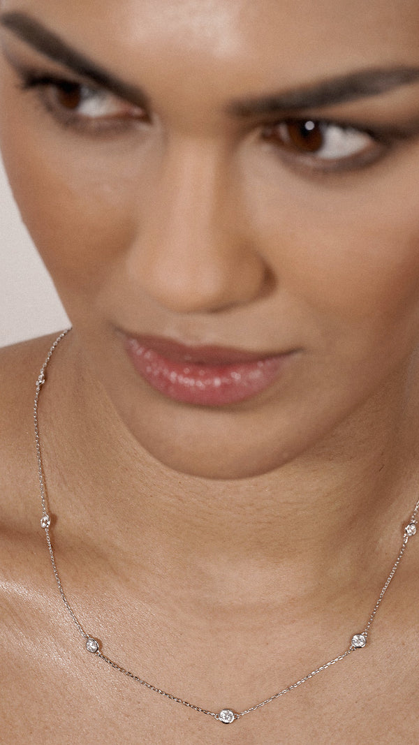 Petra sterling silver bezel set station necklace - CARAT* LONDON