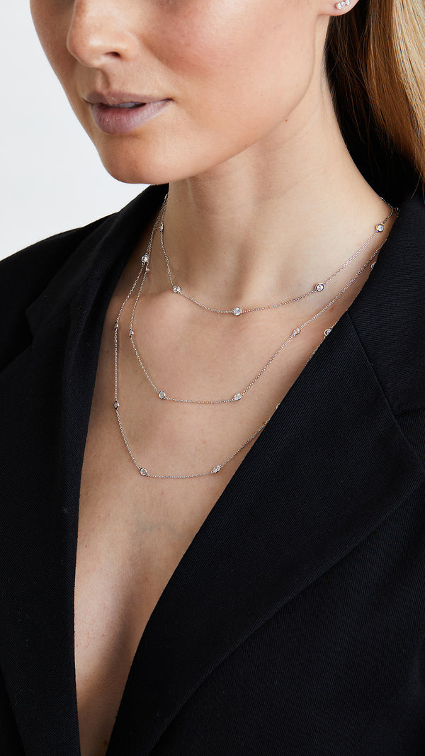 Petra sterling silver station necklace in 45cm, 55cm, and 60 cm - CARAT* LONDON