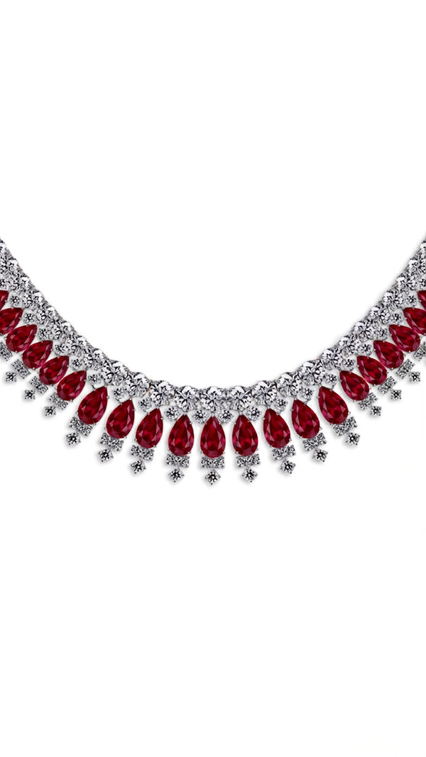 Phillipa Grand Necklace Ruby White Gold Plated