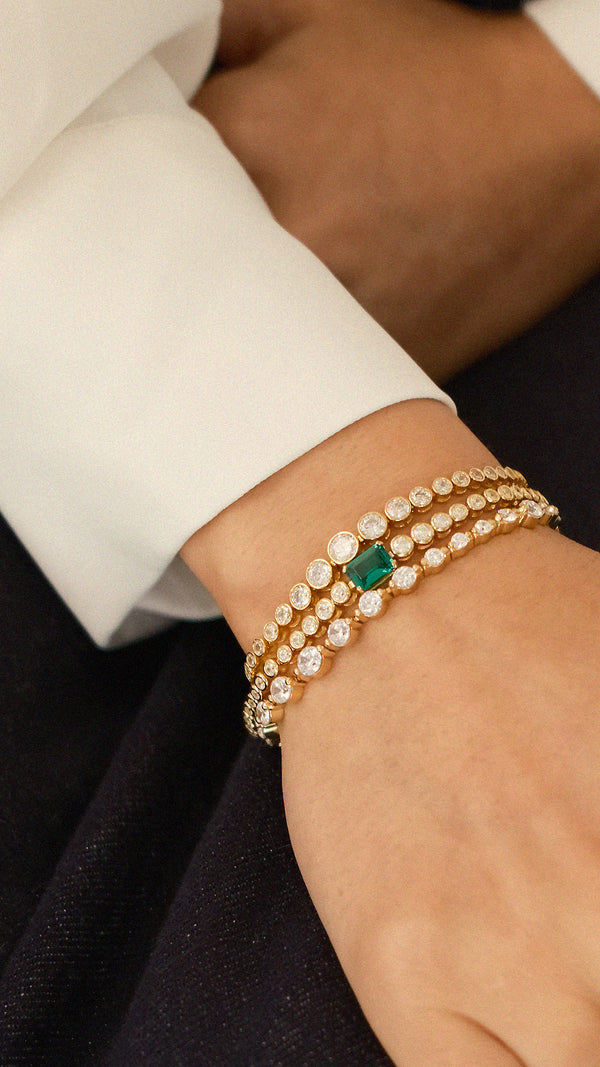 Quentin Bracelet Emerald Green Gold Vermeil