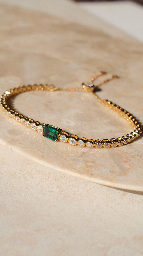 Quentin Bracelet Emerald Green Gold Vermeil