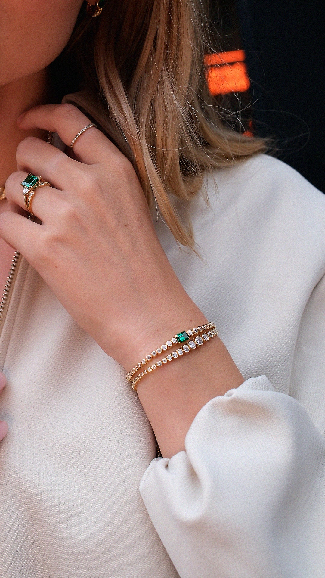 Quentin Emerald Green Bracelet Gold Vermeil
