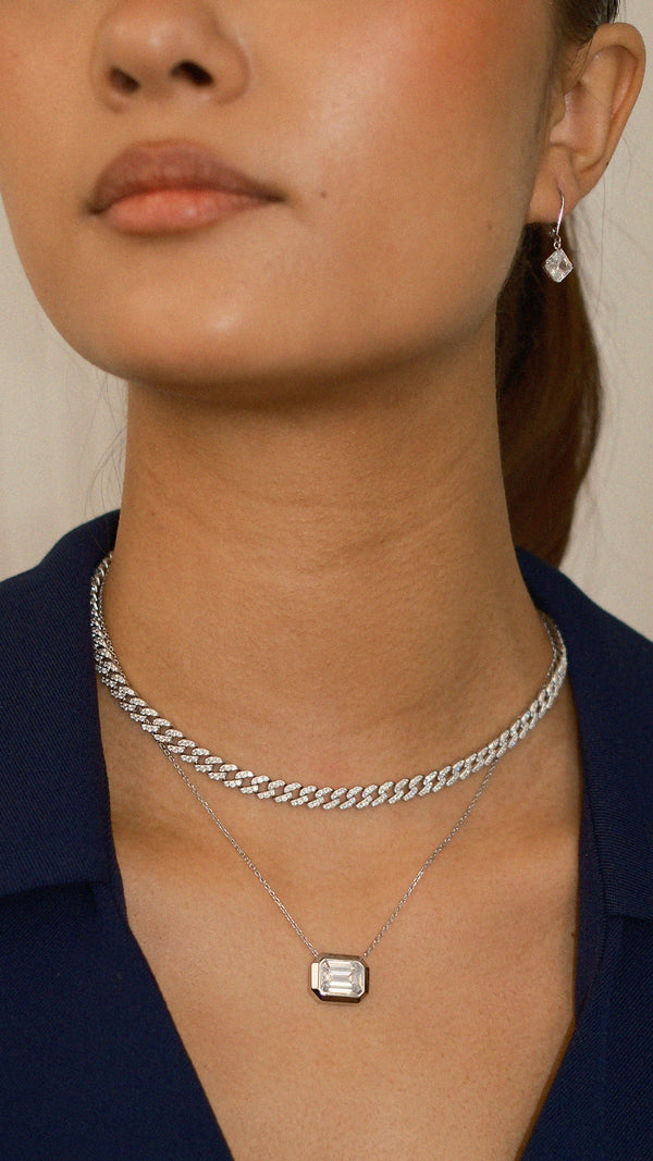 Vida Small Pave Necklace Sterling Silver