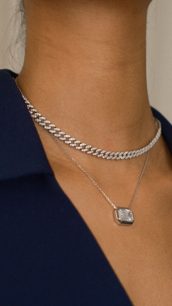 Vida Small Pave Necklace Sterling Silver