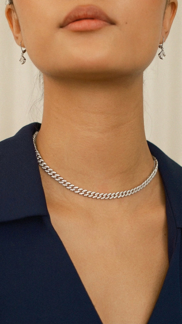 Vida Small Pave Necklace Sterling Silver