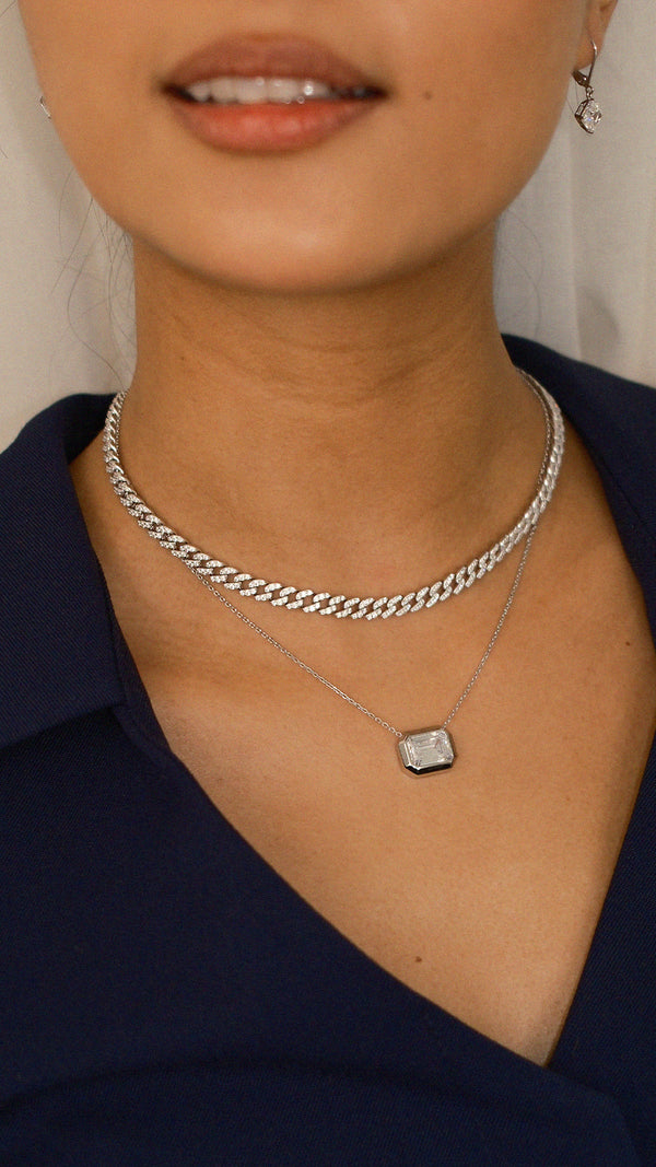 Vida Small Pave Necklace Sterling Silver