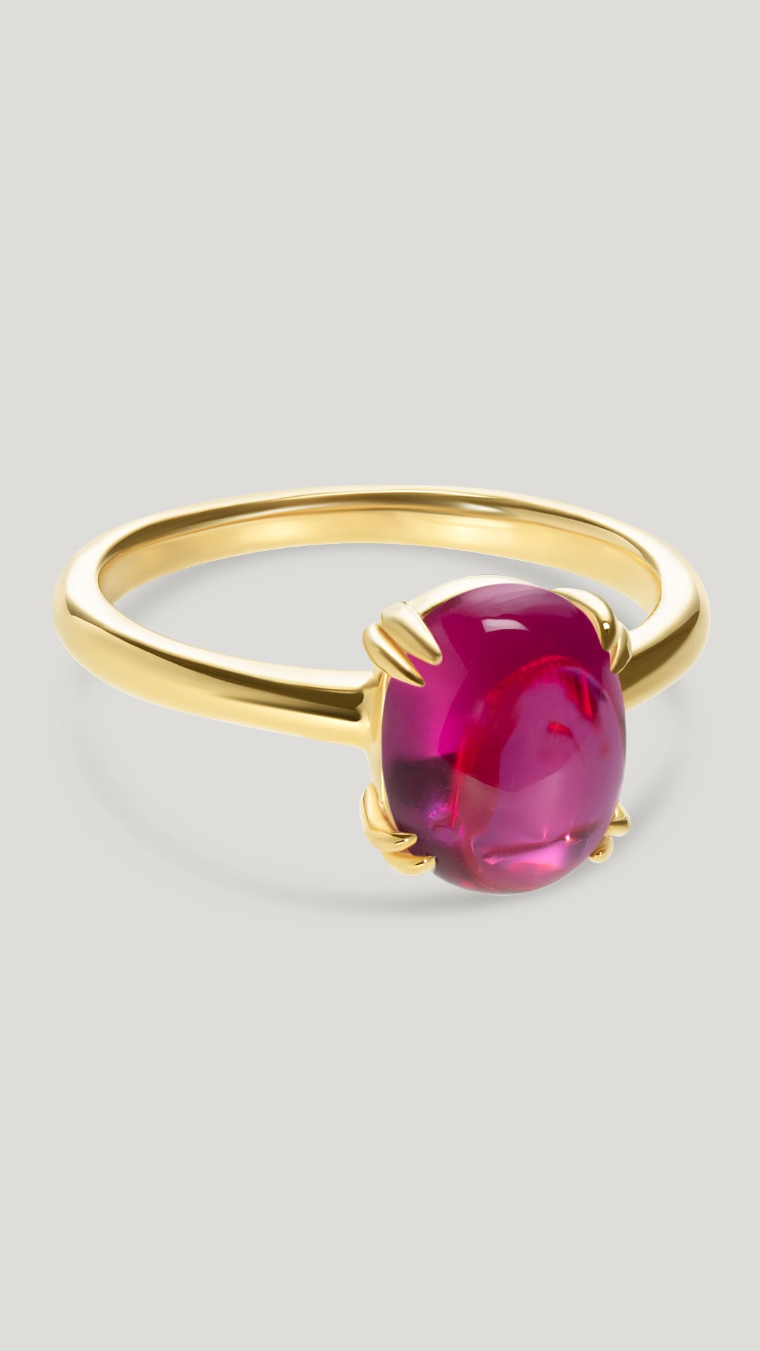 Cabochon Ring Dark Pink Gold Vermeil CARAT London UK