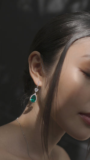 Ren Emerald Drop Earrings White Gold Plated