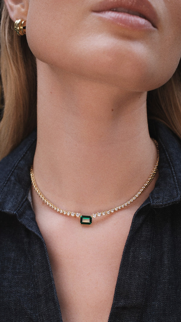 Quentin Emerald Green Necklace Gold Vermeil