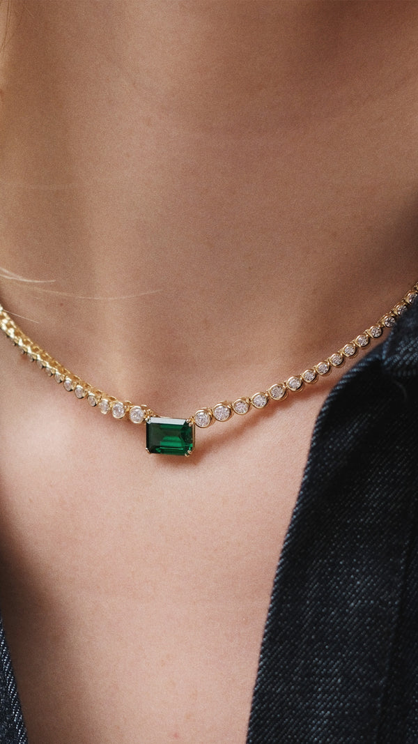 Quentin Emerald Green Necklace Gold Vermeil