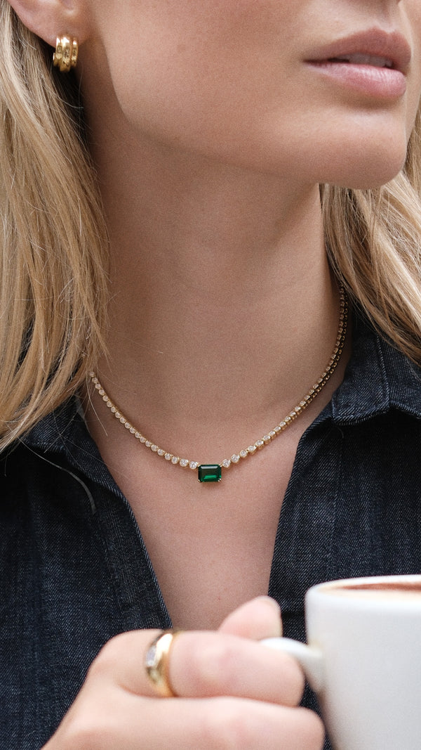 Quentin Emerald Green Necklace Gold Vermeil