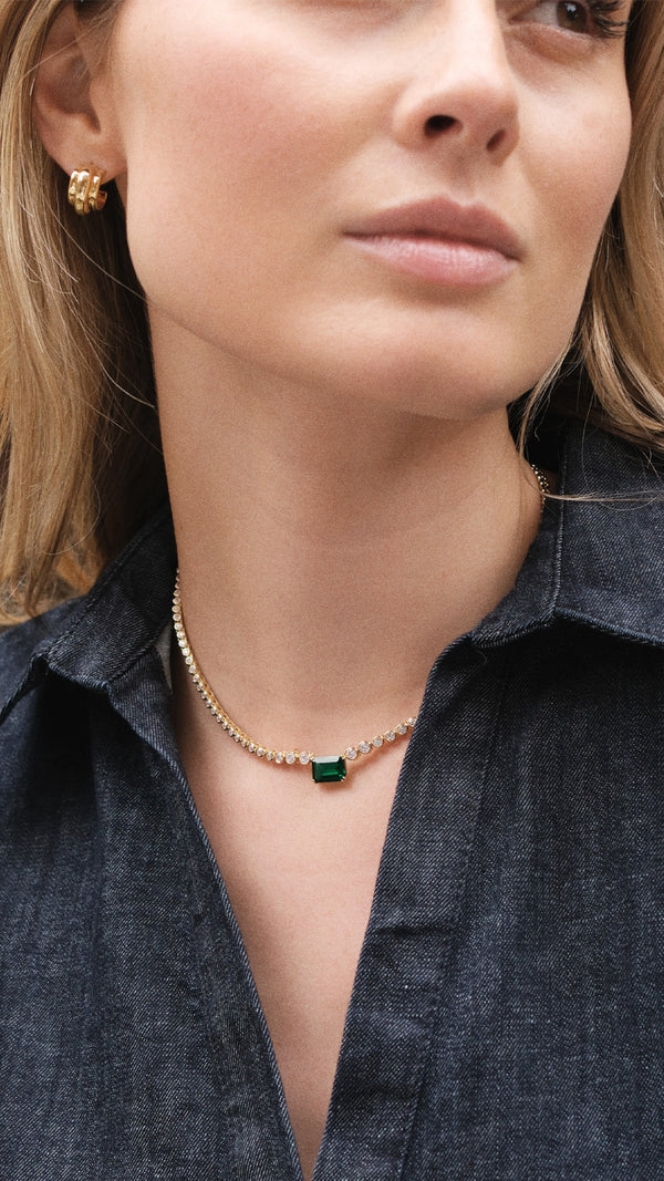 Quentin Emerald Green Necklace Gold Vermeil