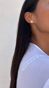 Snowflower Stud Earrings White Gold Plated