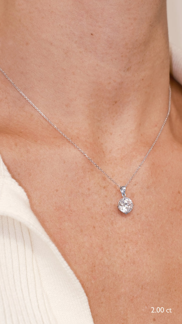 9k solid white gold solitaire pendant necklace with a 2ct pendant 