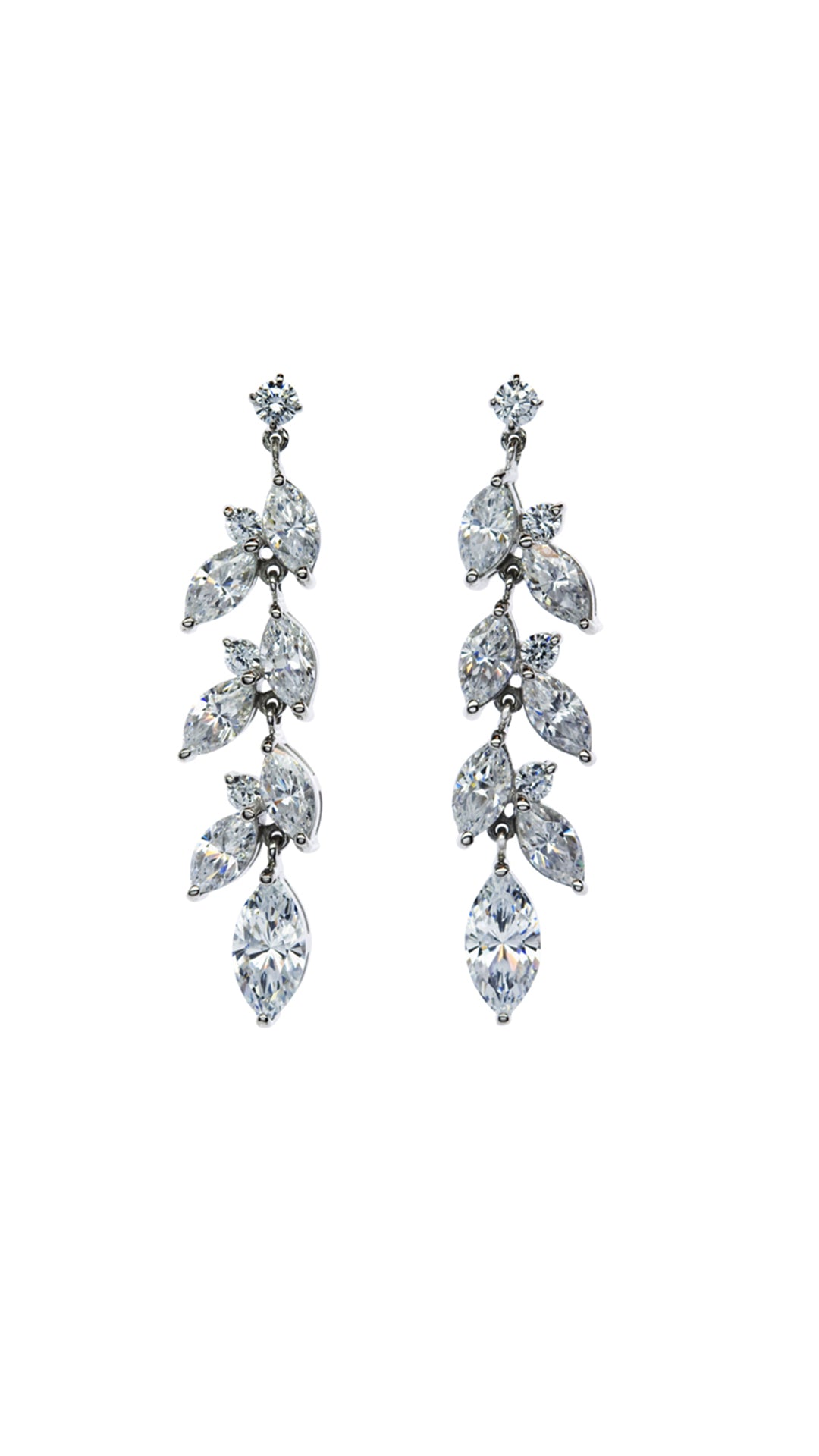 Sade Marquise Drop Chandelier Earrings White Gold Plated