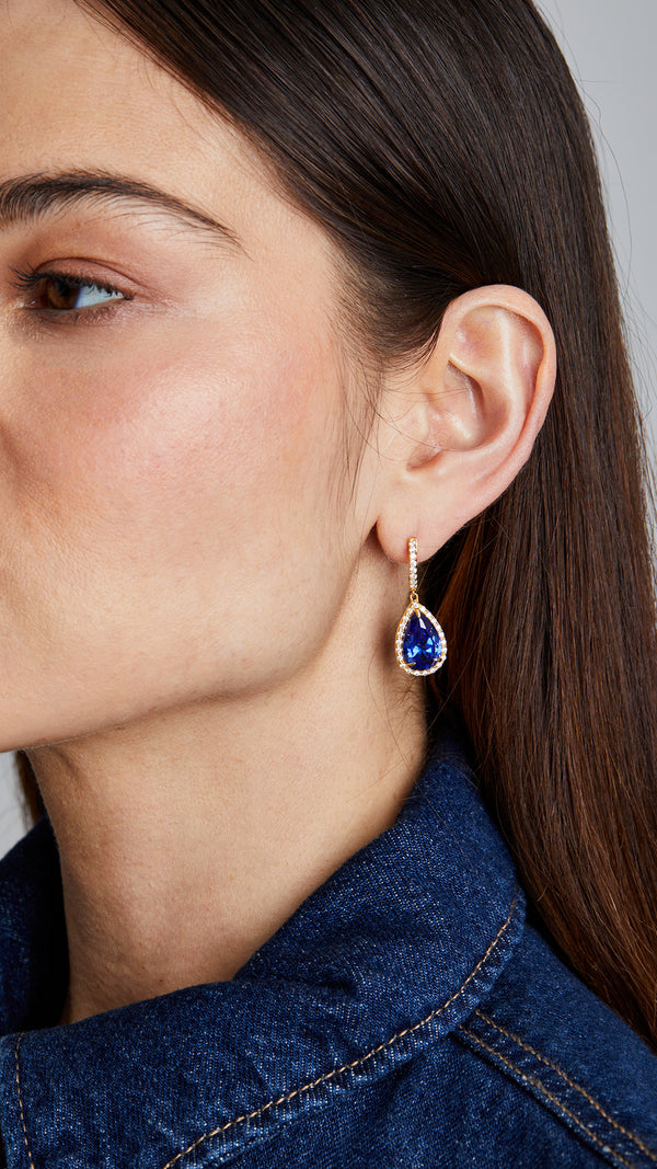 Tanzanite keystone drop earrings for women