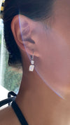 Shannon White Emerald Euro Back Earrings White Gold Plated