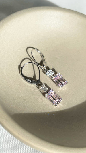 Shannon Pink Emerald Euroback Earrings