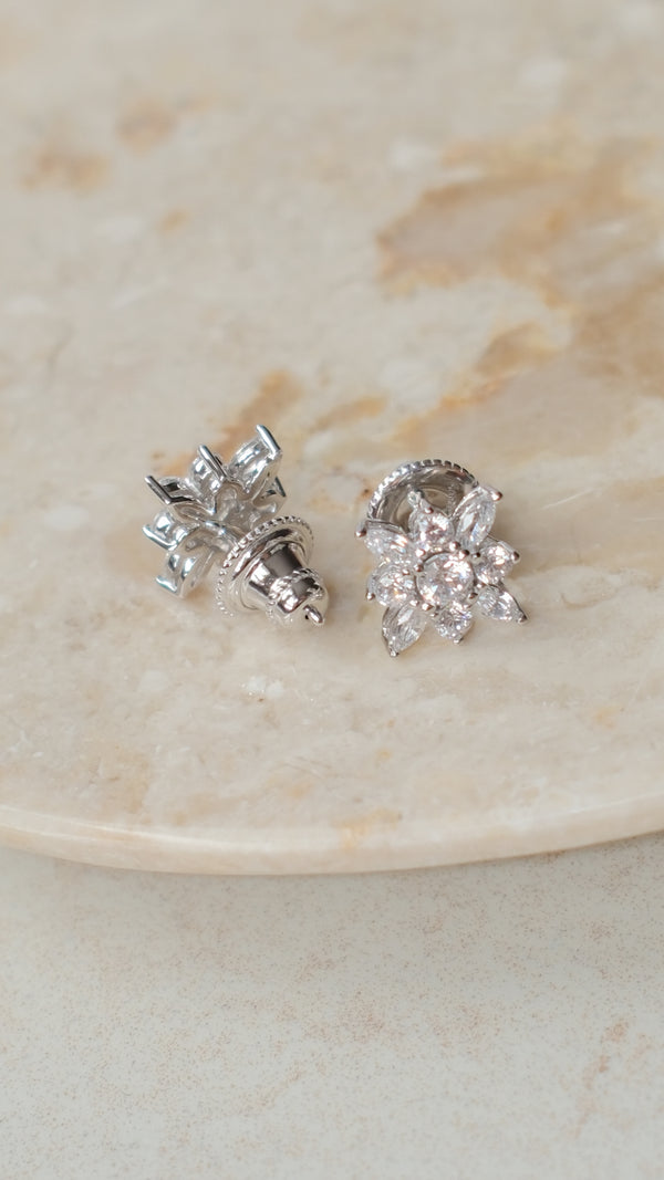 Snowflower Earrings Sterling Silver