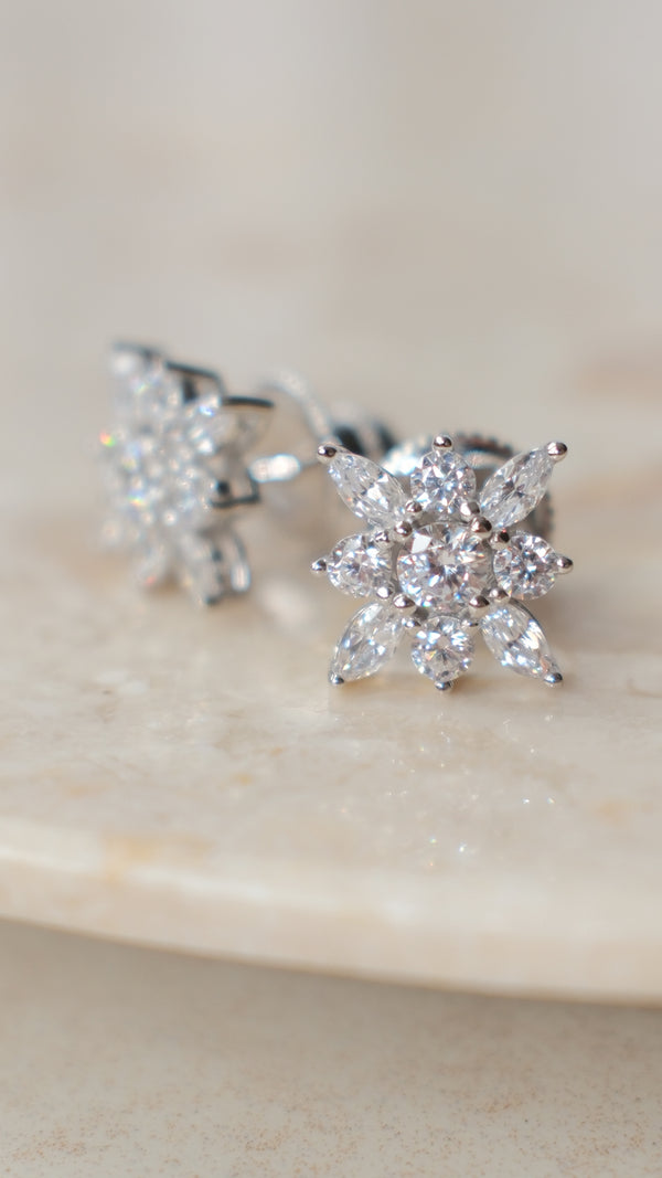 Snowflower Earrings Sterling Silver
