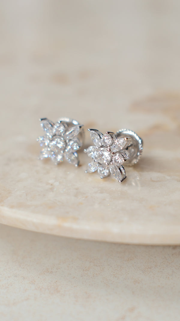 Snowflower Earrings Sterling Silver