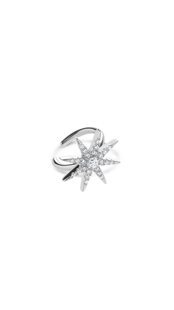 white gold plated sterling silver star design ear cuff earring for women