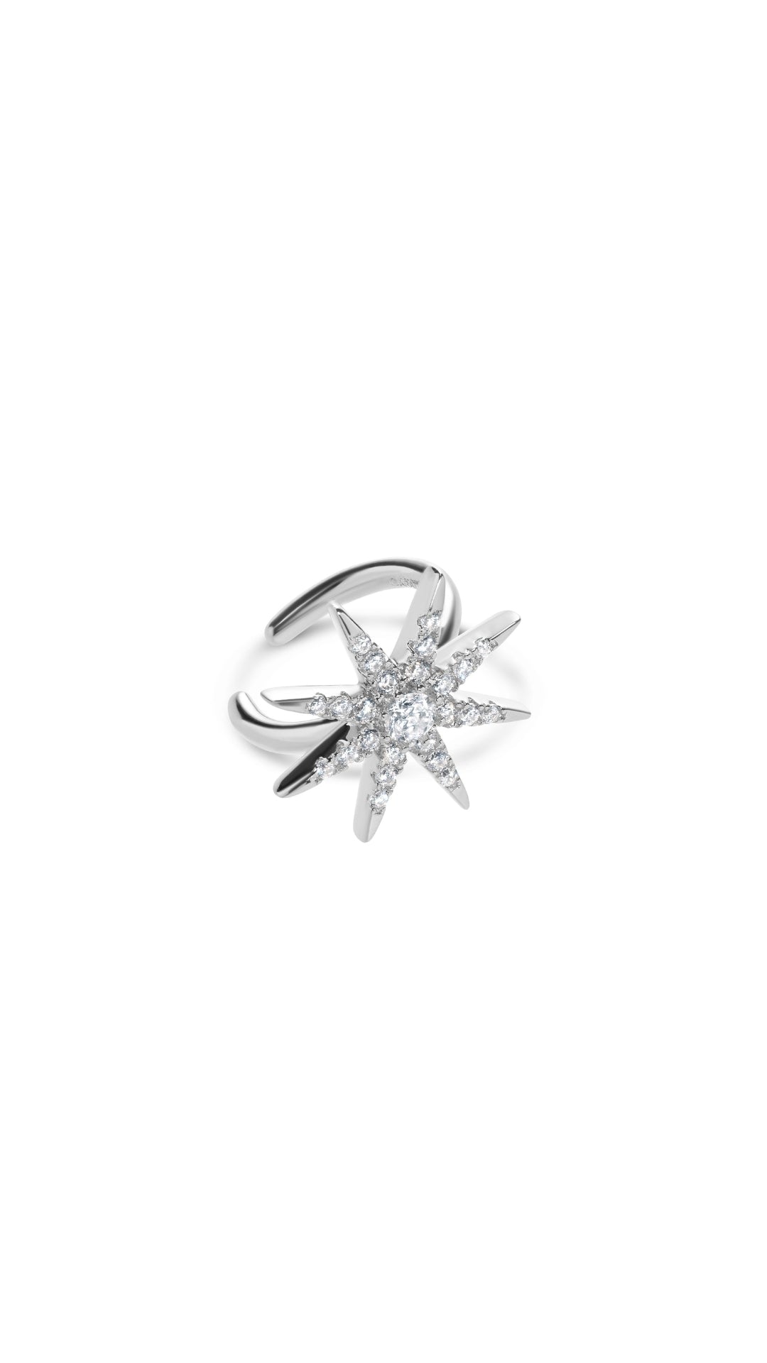 white gold plated sterling silver star design ear cuff earring for women