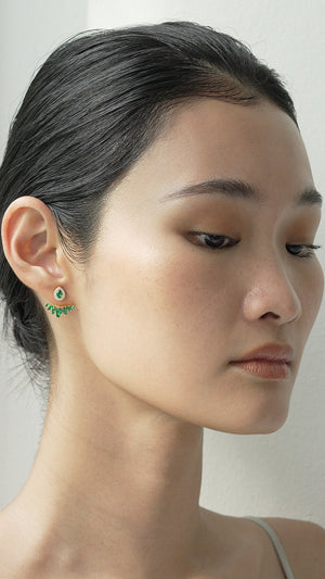Suriya Emerald Ear Jackets Gold Vermeil
