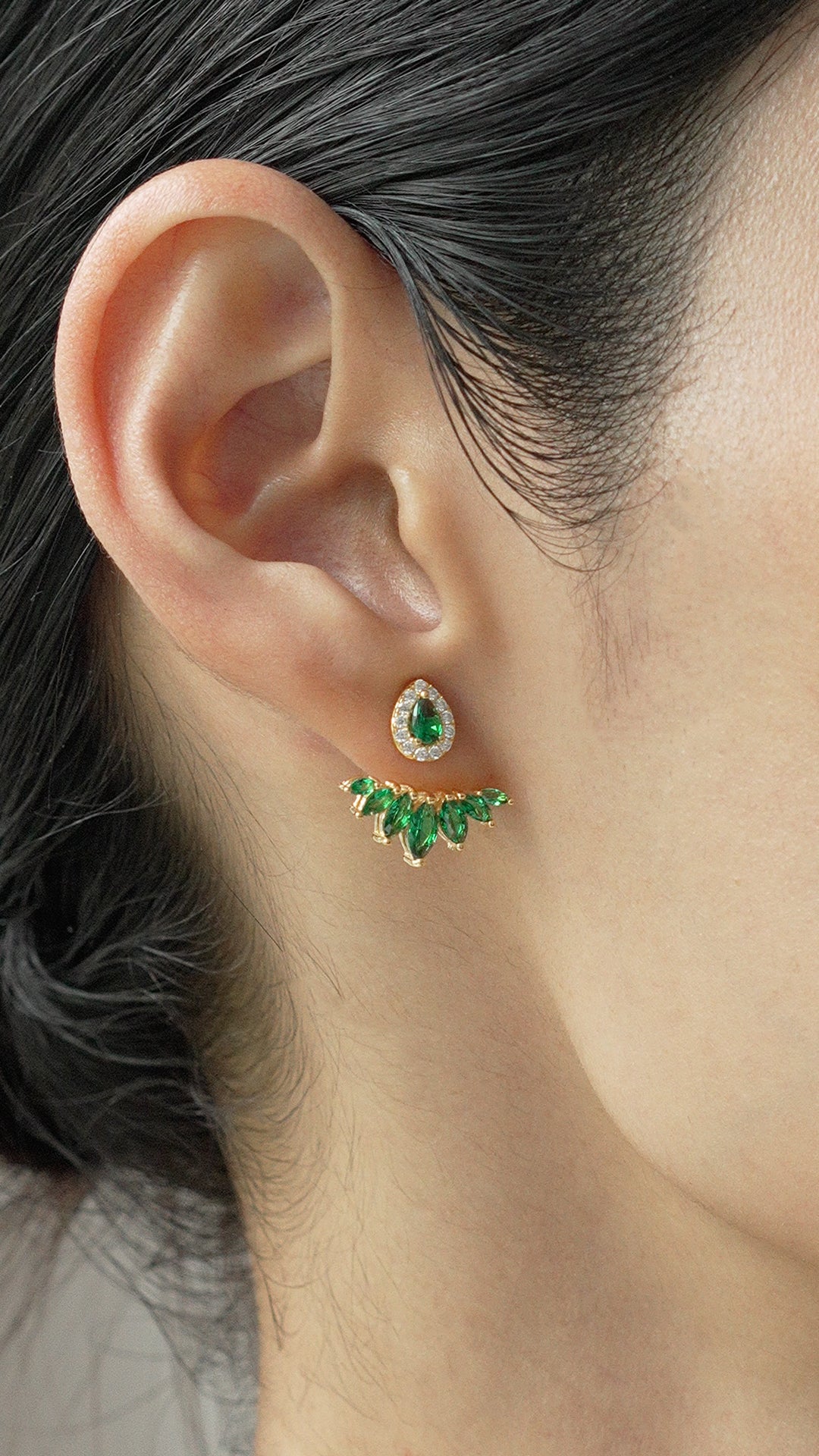 Suriya Emerald Ear Jackets 18K Gold Vermeil