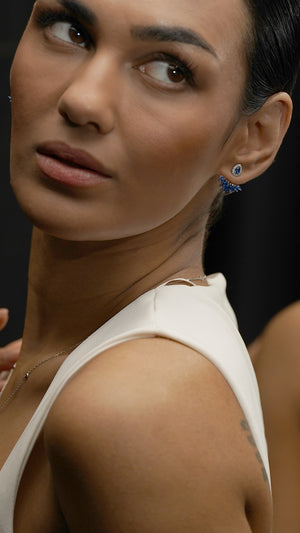 Suriya Sapphire Ear Jackets White Gold Plated