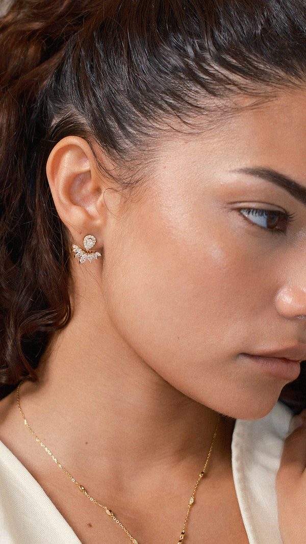 Suriya Ear Jacket Earrings Gold Vermeil