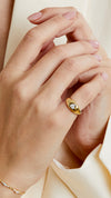 Sydney heart gemstone signet ring for women in solid gold vermeil