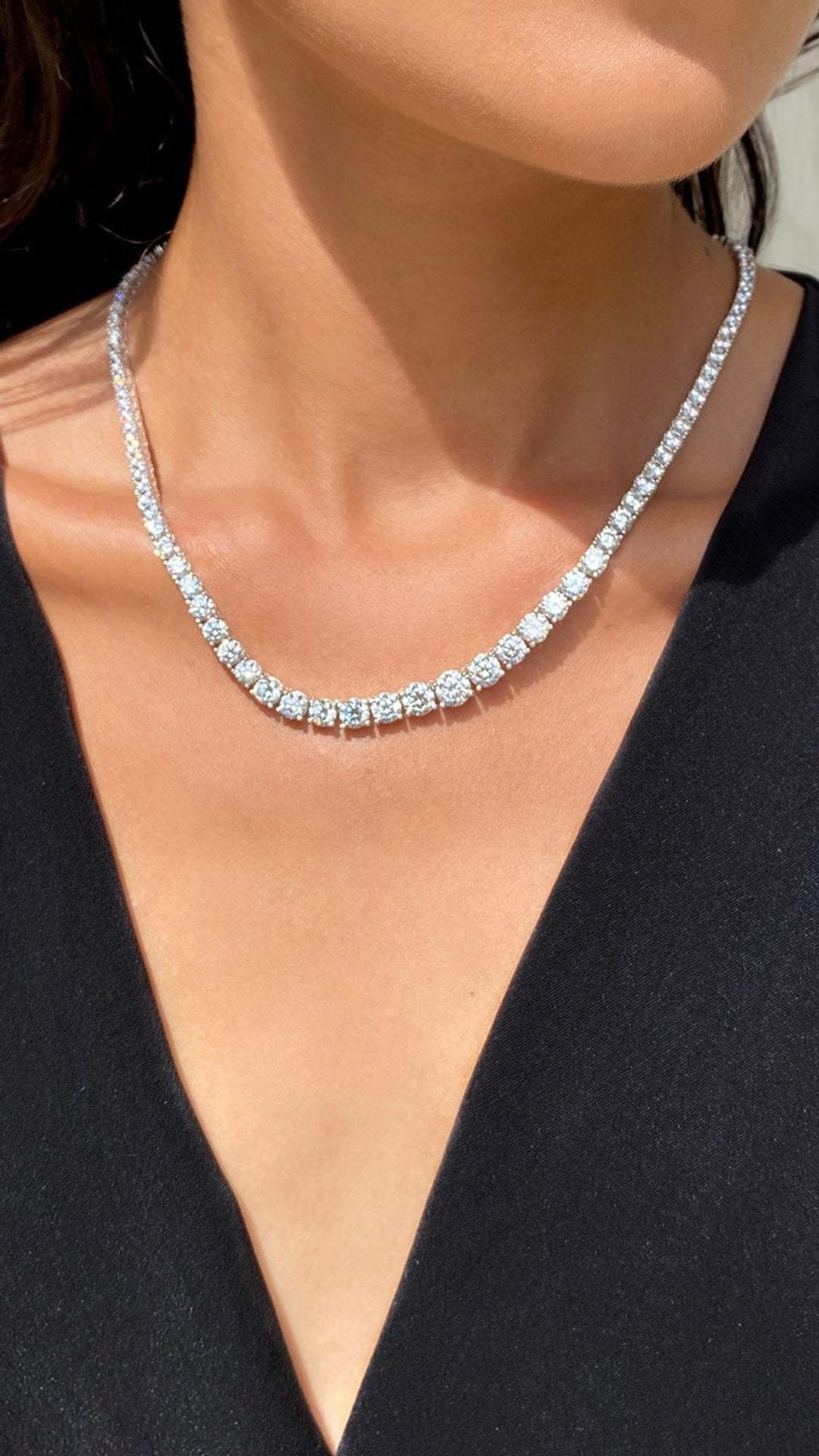 Taryn Sterling Silver Tennis Necklace by CARAT* LONDON – CARAT