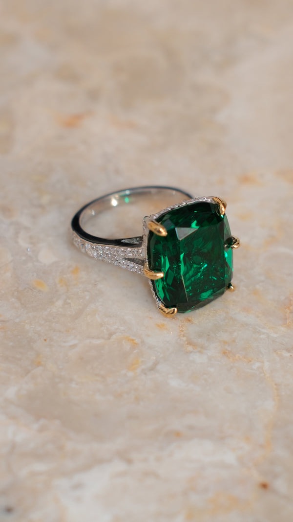 Tatum Ring Emerald Green Sterling Silver