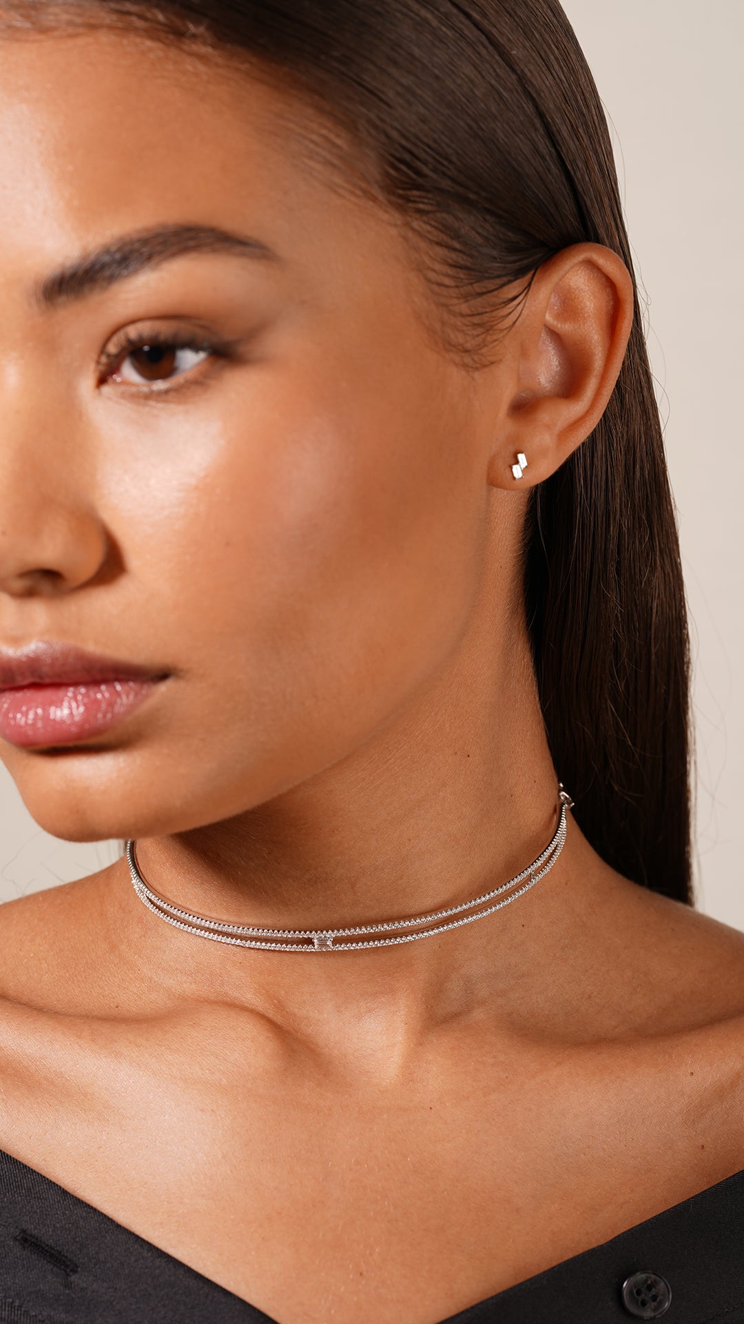 Thela Choker Necklace White Gold Plated