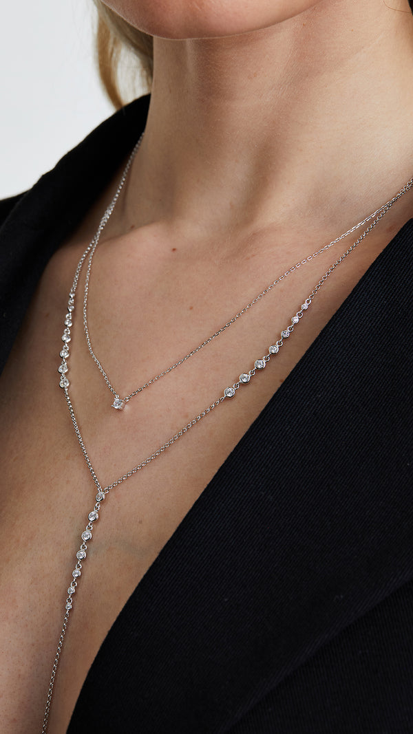 Thiya white gold on sterling silver adjustable layered necklace - CARAT* LONDON