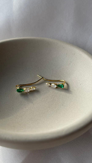 Toluda Ear Climber Emerald Gold Vermeil