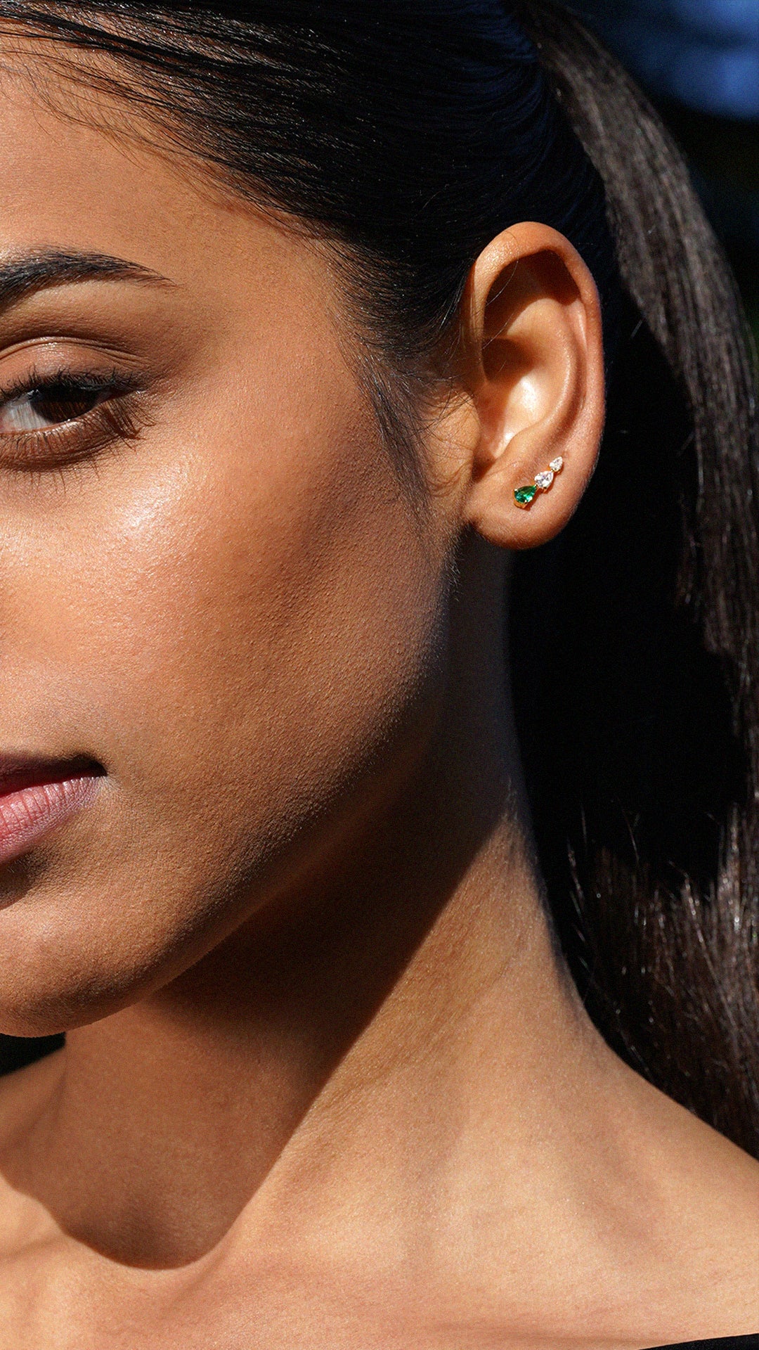 Toluda Ear Climber Emerald Gold Vermeil