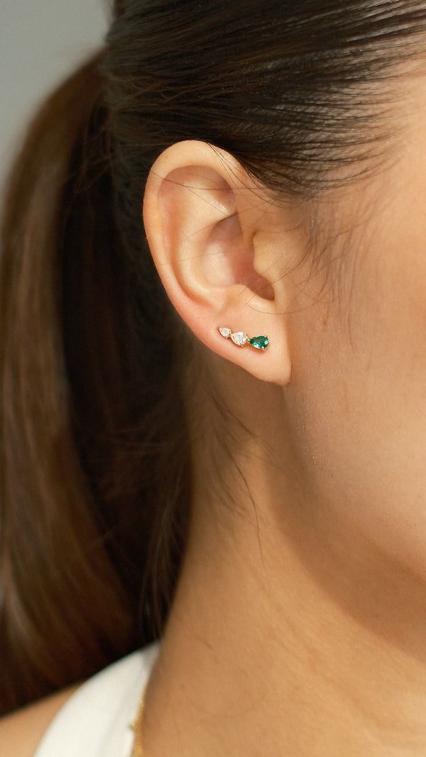 Toluda Ear Climber Emerald Gold Vermeil