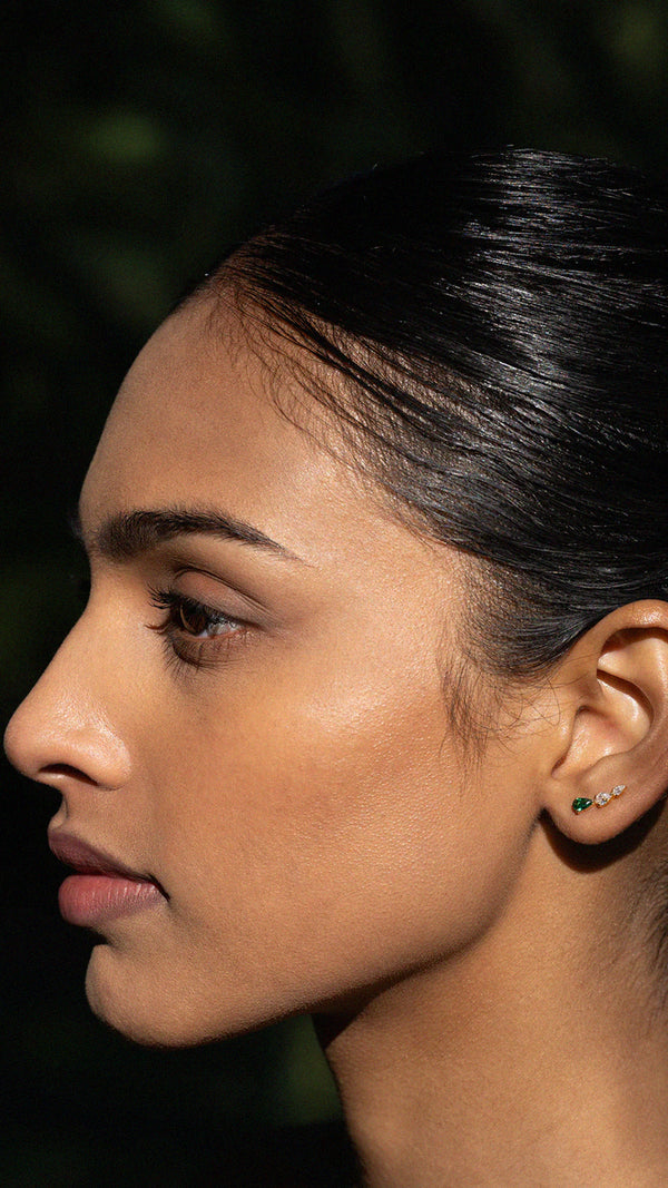 Toluda Ear Climber Emerald Gold Vermeil