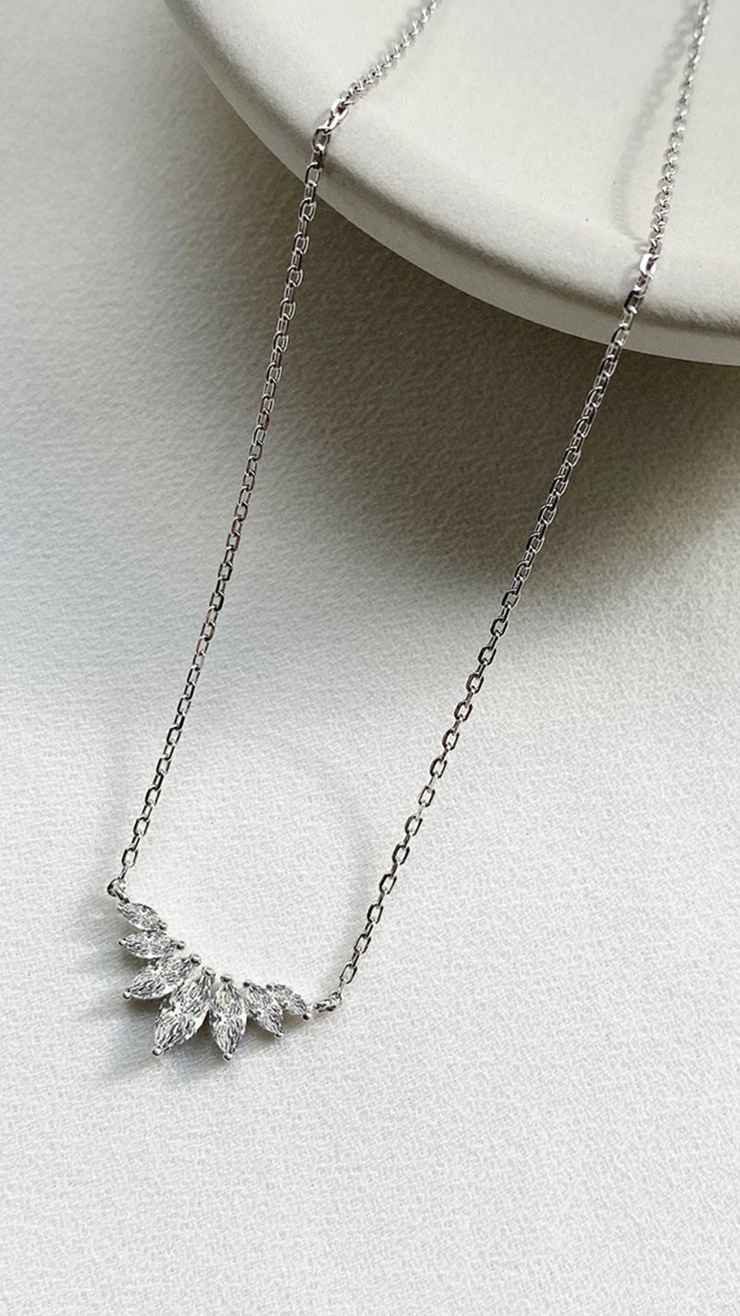 Tulisa Marquise Necklace White Gold Plated