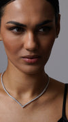 Vee Line Necklace White Gold Plated