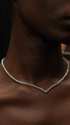 Vee Line Necklace White Gold Plated