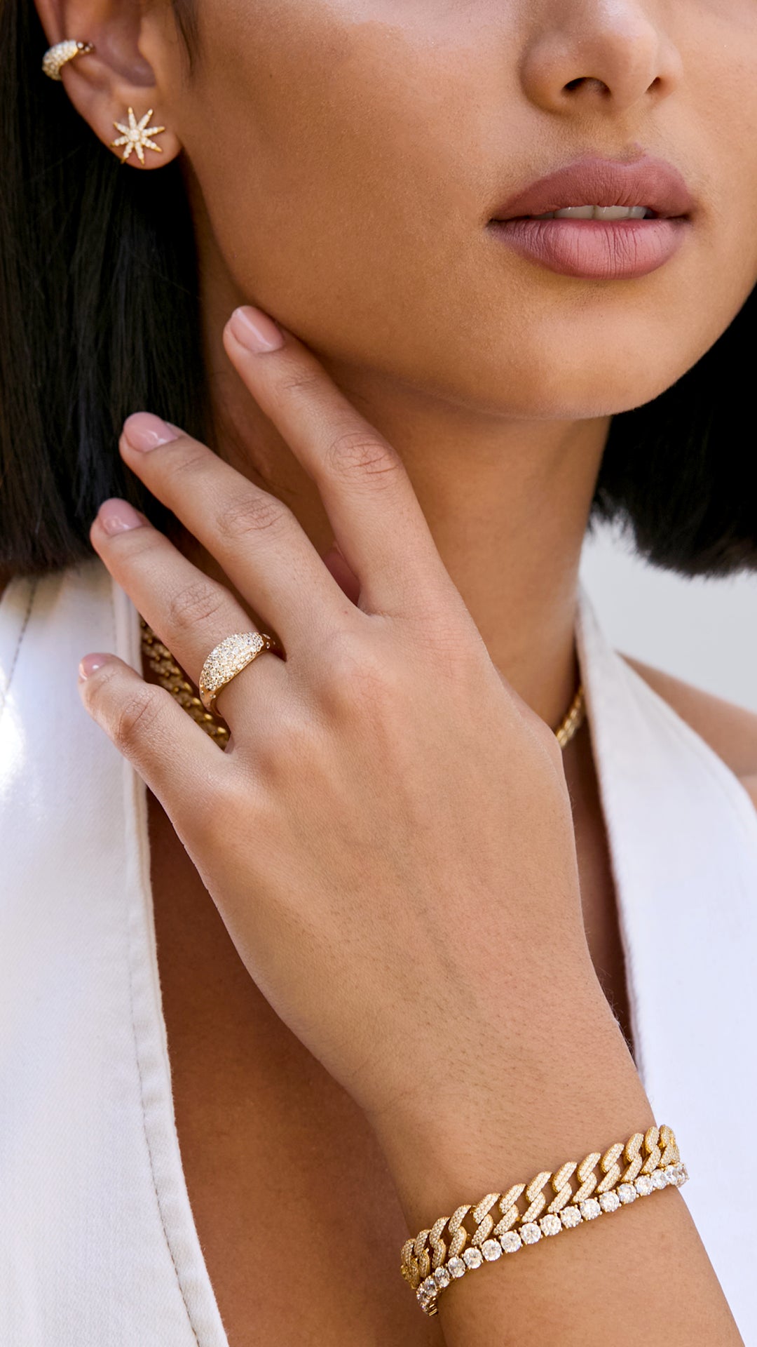 Vida Large Pave Bracelet Gold Vermeil