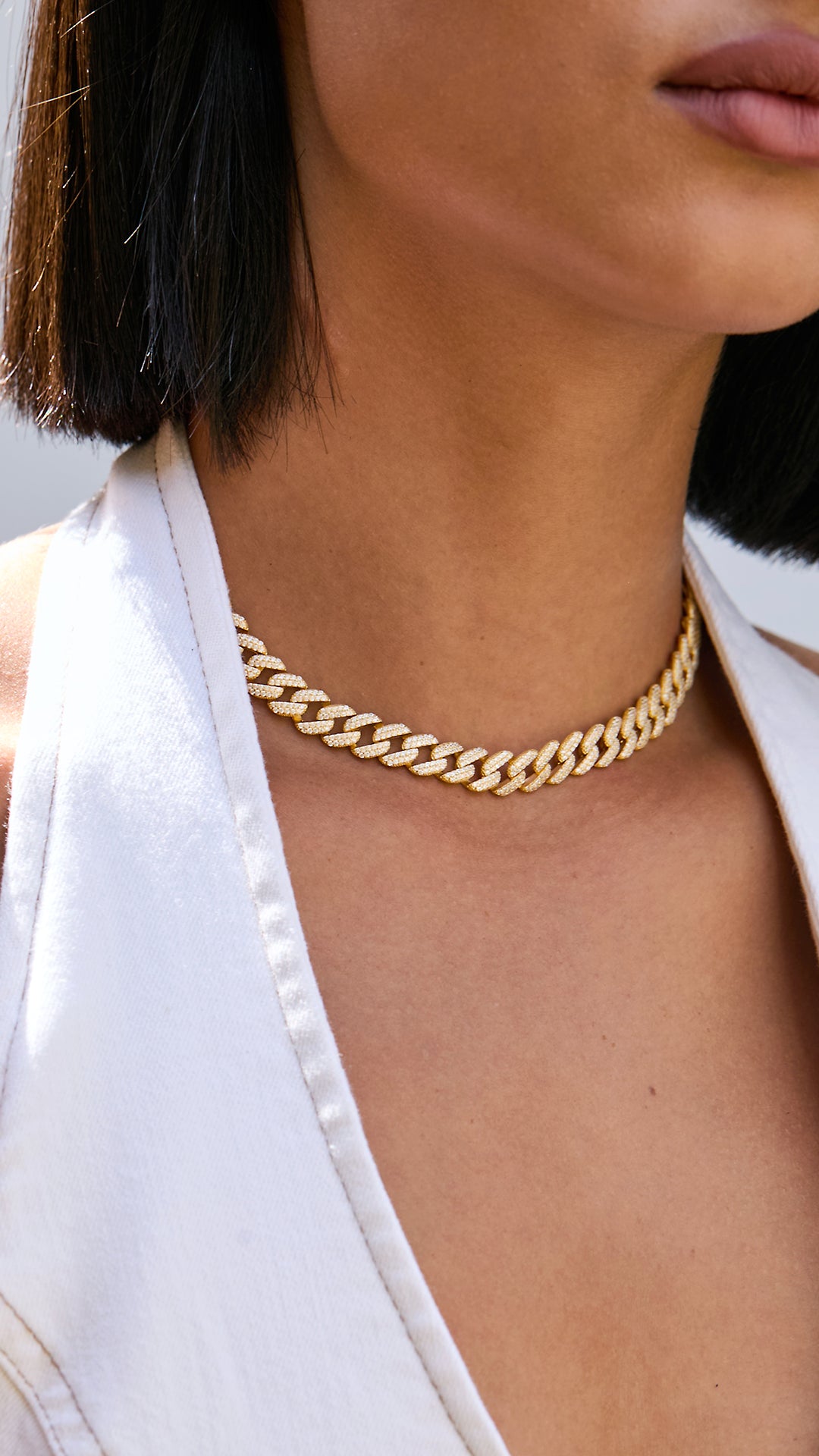 Vida Large Pave Necklace Gold Vermeil