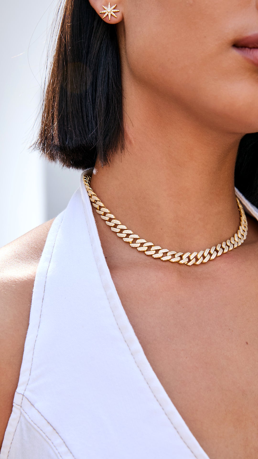 Vida Large Pave Necklace Gold Vermeil
