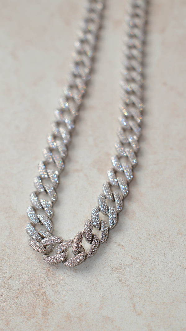 Vida Large Pave Necklace Sterling Silver