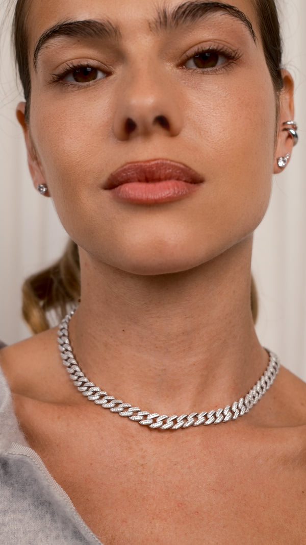 Vida Large Pave Necklace Sterling Silver